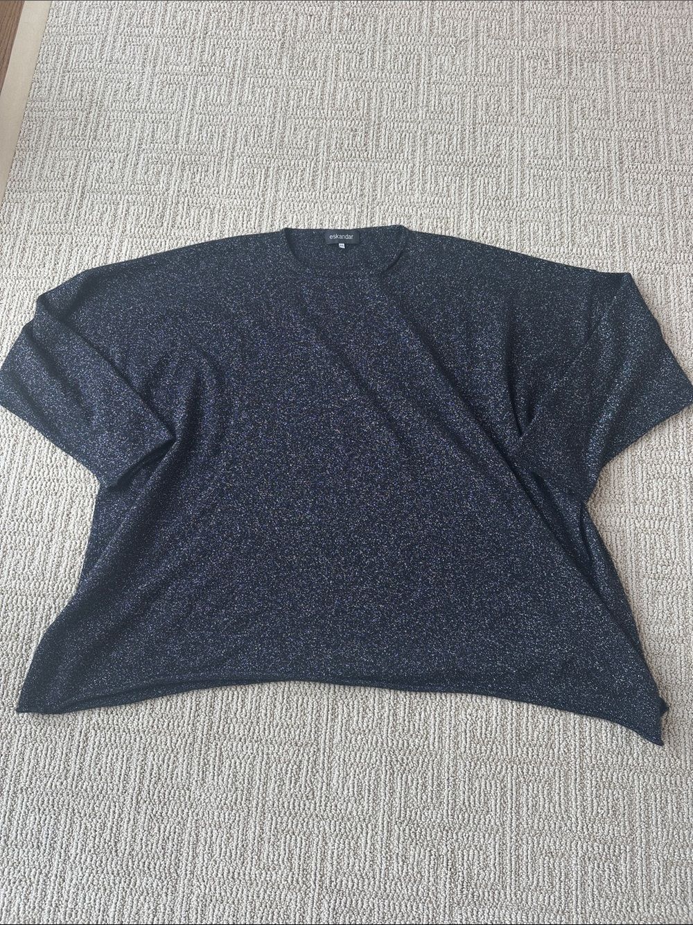 ESKANDAR Black Sparkle Cashmere Silk Blend Sweater One Size